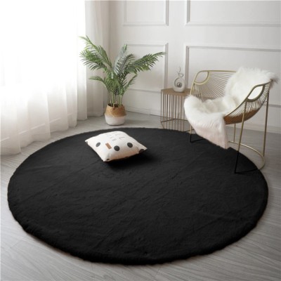 Hometail Black Silk Carpet(5 ft,  X 5 ft, Circle)