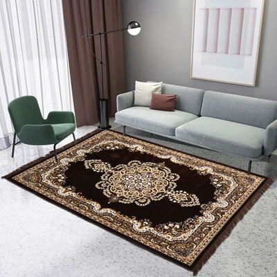 KUBER INDUSTRIES Brown Velvet Carpet(152 cm,  X 214 cm, Rectangle)