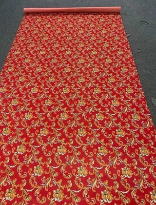 Ra handloom carpets Red Synthetic Carpet(150 cm,  X 600 cm, Rectangle)