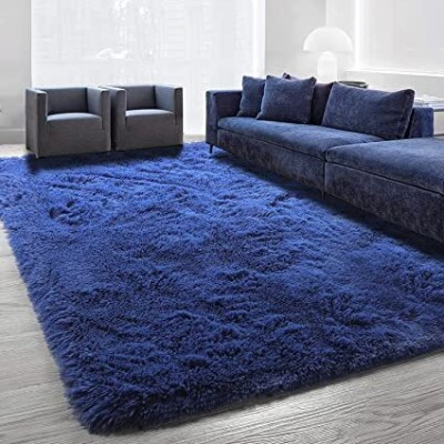 Anabia Dark Blue Polyester Carpet(3 ft,  X 5 ft, Rectangle)