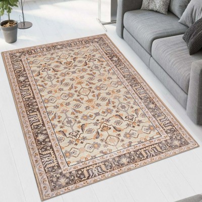 MAA HOME CONCEPT Beige, Multicolor Velvet Carpet(91 cm,  X 152 cm, Rectangle)