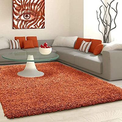 Shag Weaving Orange Polyester Runner(60 cm,  X 180 cm, Rectangle)