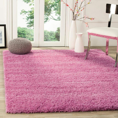 Shag Weaving Pink Polyester Carpet(3 ft,  X 5 ft, Rectangle)
