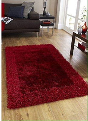 RM Handloom Red Polyester Carpet(3 ft,  X 5 ft, Rectangle)
