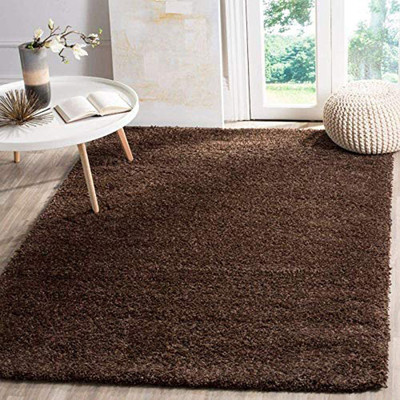 BhCarpet Brown Polyester Carpet(4 ft,  X 6 ft, Rectangle)