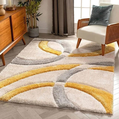 R CARPETS Multicolor Wool, Genuine Leather Carpet(4 ft,  X 6 ft, Rectangle)