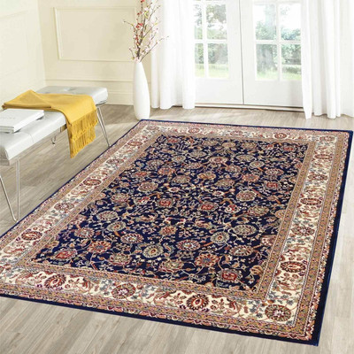 BhCarpet Blue Wool Carpet(6 ft,  X 9 ft, Rectangle)