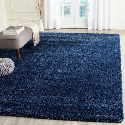 Crugs Blue Polyester Carpet(150 cm,  X 210 cm, Rectangle)