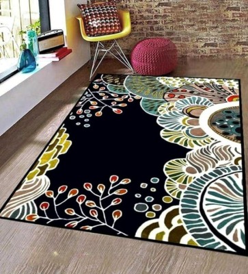 Mahika Black Chenille Carpet(152 cm,  X 213 cm, Rectangle)