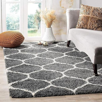 KAALENRIDE 90 cm  X 150 cm Polyester Carpet(Rectangle, Grey)