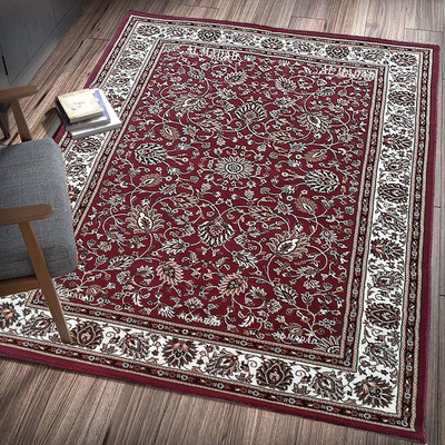 KAYNAT CARPET Red, Maroon Silk, Wool Carpet(5 cm,  X 7 cm, Rectangle)