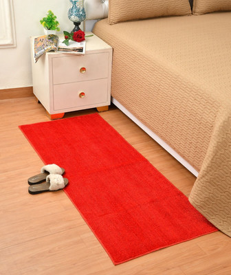 SPA Furnishing 4 cm  X 2 cm Polyester Carpet(Rectangle, Red)