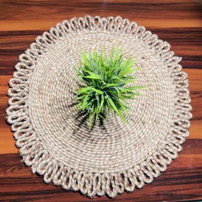 DUMUR Beige Jute Carpet(45 cm,  X 45 cm, Circle)