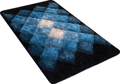 Woolpik Dark Blue Polyester Carpet(3 cm,  X 5 cm, Rectangle)