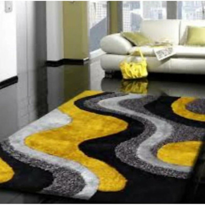 RM Handloom Yellow, Black Polyester Carpet(3 ft,  X 5 ft, Rectangle)