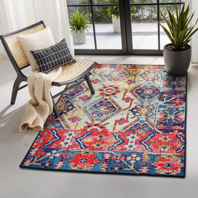 STATUS Multicolor Polyester Carpet(3 ft,  X 5 ft, Rectangle)
