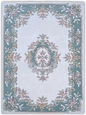 Raj International 152 cm  X 244 cm Wool Area Rug(Rectangle, Green, Multicolor)