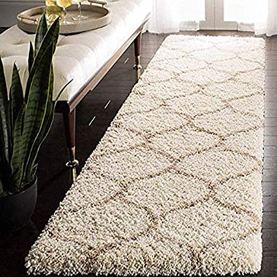 TAHNOORCARPET White Polyester Runner(60 cm,  X 180 cm, Rectangle)