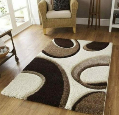 RM Handloom Brown Polyester Carpet(2 ft,  X 4 ft, Rectangle)