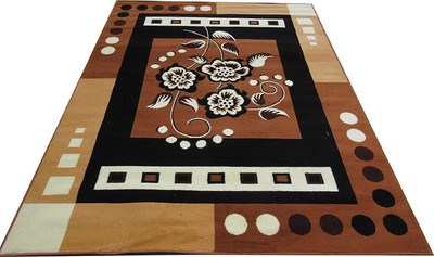 Zeeshan handloom 152 cm  X 213 cm Polyester Carpet(Rectangle, Gold, Brown)