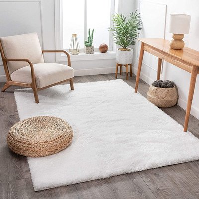 AyanCarpets White Polyester Carpet(2 ft,  X 3 ft, Rectangle)