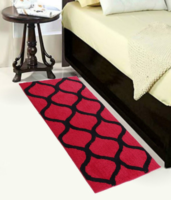 Woolpik Red Polyester Carpet(2 cm,  X 6 cm, Rectangle)