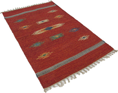 RUG PALACE Red Cotton Dhurrie(2 ft,  X 3 ft, Rectangle)