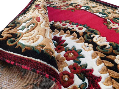 Shag Weaving Red Polypropylene Carpet(6 ft,  X 8 ft, Rectangle)
