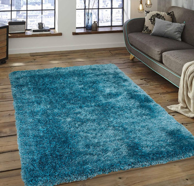 HR CARPET Light Blue Polyester Area Rug(3 ft.,  X 5 ft., Rectangle)