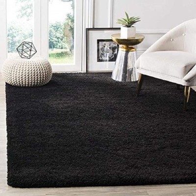 ZARACARPETS Black Acrylic Carpet(3 ft,  X 5 ft, Rectangle)