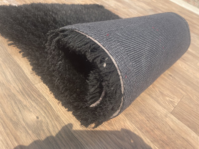 Shag Weaving Black Polyester Runner(2 ft,  X 6 ft, Rectangle)