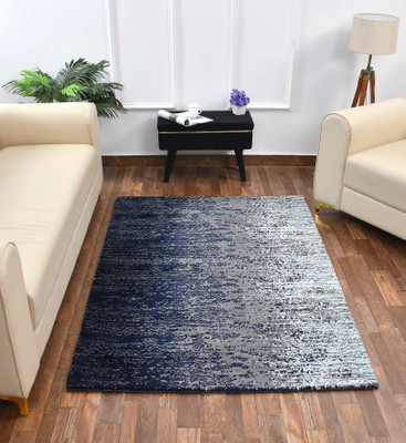 PRESTO BAZAAR Blue Polyester Carpet(4 ft,  X 6 ft, Rectangle)