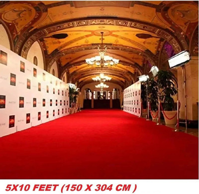 KAYNAT CARPET Red Nylon Carpet(5 FEET,  X 10 FEET, Rectangle)