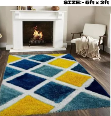 RM Handloom Yellow, Blue, Multicolor, Light Blue Polyester Carpet(5 ft,  X 2 ft, Rectangle)