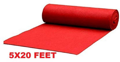 KAYNAT CARPET 5 Feet  X 20 Feet Nylon Carpet(Rectangle, Red)