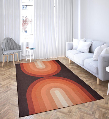 PRESTO BAZAAR Orange Polyester Carpet(122 cm,  X 183 cm, Rectangle)