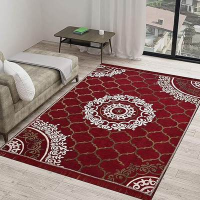 RADECOR Maroon Chenille Carpet(152 cm,  X 213 cm, Rectangle)