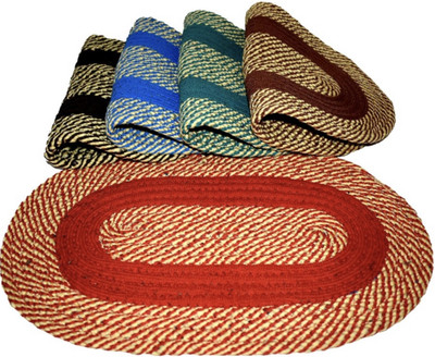THE FRESH LIVERY 1 ft  X 2 ft Jute Carpet(Oval, Multicolor)