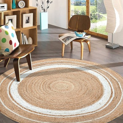 MRIC Beige Jute Carpet(3 cm,  X 3 cm, Circle)