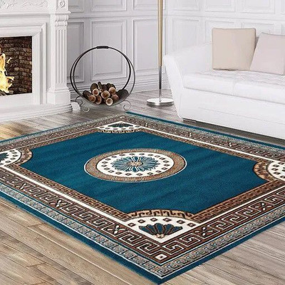 Alina International 5 Feet  X 7 feet Acrylic Carpet(Rectangle, Blue)