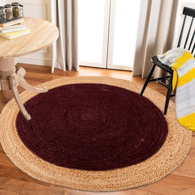 MRIC Brown, Maroon Jute Carpet(3 cm,  X 3 cm, Circle)