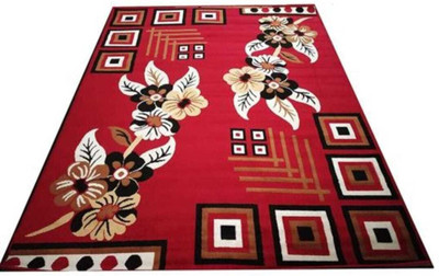 Ra handloom carpet Red Silk Carpet(5 cm,  X 7 cm, Rectangle)