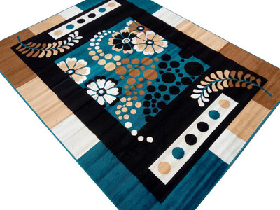 BhCarpet Blue, Green Acrylic Carpet(5 ft,  X 7 ft, Rectangle)