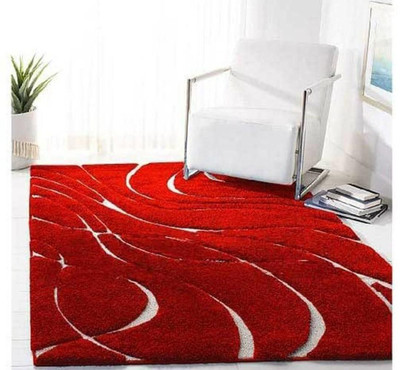 SPA Furnishing 2 cm  X 4 cm Polyester Carpet(Rectangle, Red)