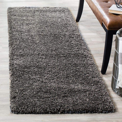 Shag Weaving Grey Polyester Carpet(2 ft,  X 6 ft, Rectangle)