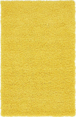 Acarpet Yellow Polyester Carpet(5 ft,  X 8 ft, Rectangle)