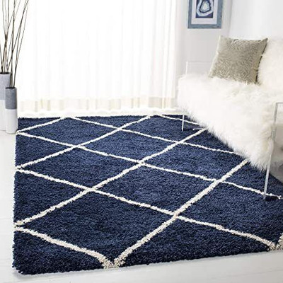 Zamarug 90 cm  X 150 cm Polyester Carpet(Rectangle, Blue)
