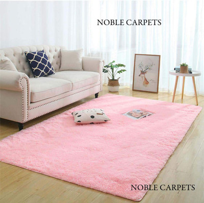 Acarpet Pink Polyester Carpet(5 ft,  X 8 ft, Rectangle)