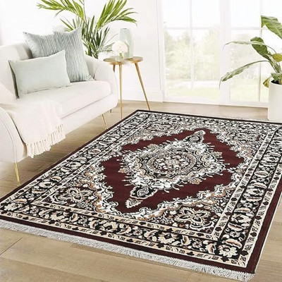 Sana Carpet 5 ft  X 7 ft Silk Carpet(Rectangle, Multicolor)