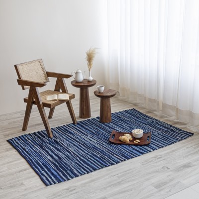 HOMEMONDE Blue Cotton Area Rug(182.88 cm,  X 121.92 cm, Rectangle)